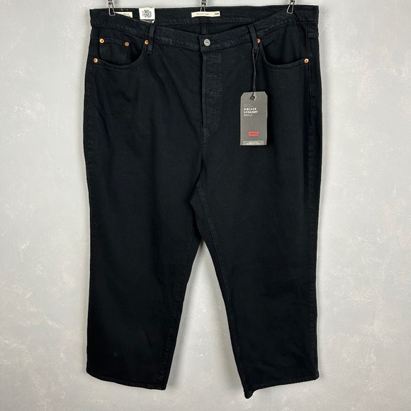 Levis women plus size 22W Ribcage Straight jeans ankle high rise black NEW - Picture 1 of 13